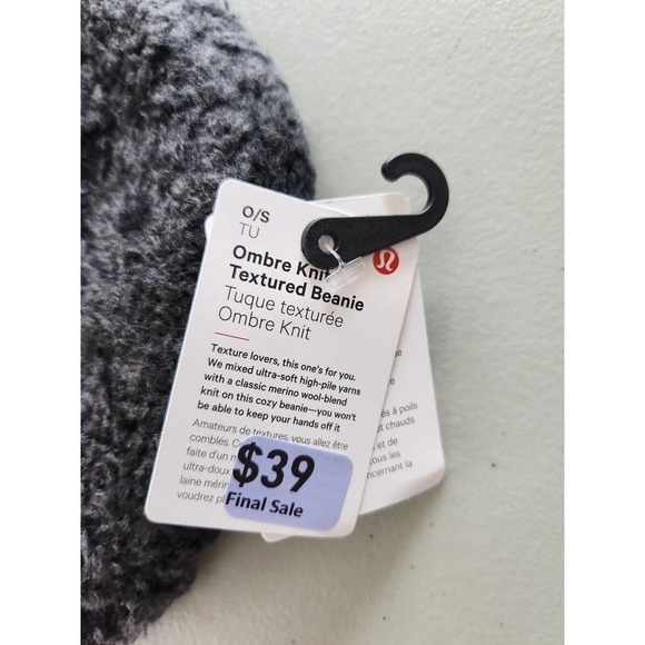 NWT Lululemon Ombre Knit Textured Beanie One size Black Gray main image 8